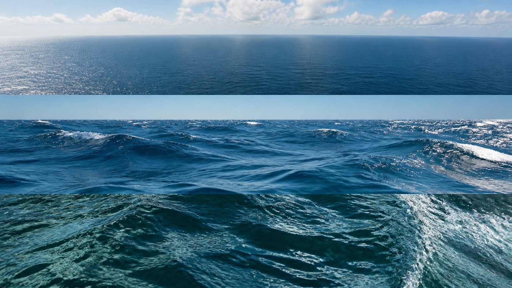 Ocean location package showing photoreal open Atlantic views at three scales